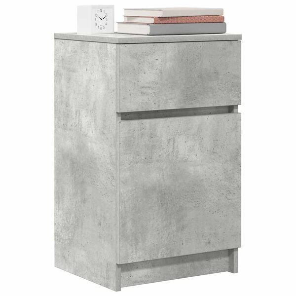 vidaXL Bedside Cabinet Concrete Gray Engineered Wood Medium Storage