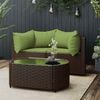vidaXL Patio Lounge Set Brown with Green Cushions