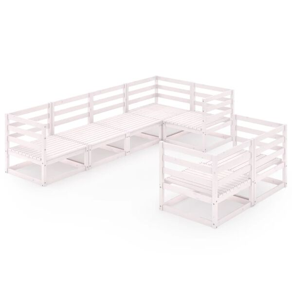 vidaXL 7 Piece Patio Lounge Set White Solid Pinewood