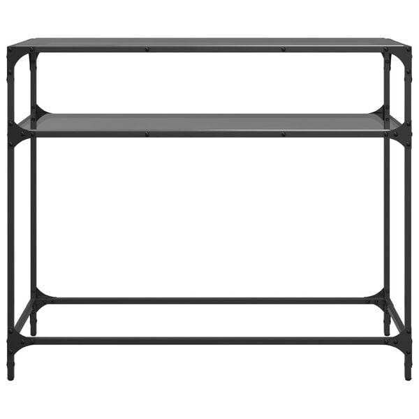 vidaXL Console Table Black Tempered Glass, Stainless Steel Medium Simple