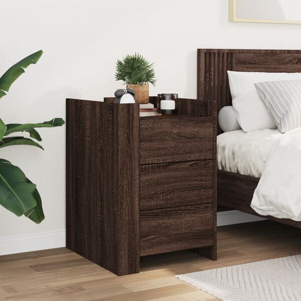 vidaXL Bedside Cabinet Brown oak Engineered wood Compact Bedside Cabinet