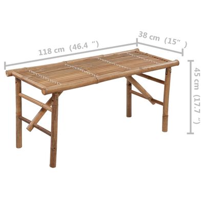 vidaXL Folding Patio Bench with Cushion 46.4" Bamboo
