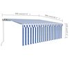 vidaXL Manual Retractable Awning with Blind 13.1'x9.8' Blue&White