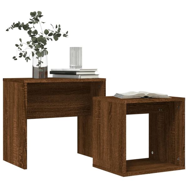 vidaXL Nesting Coffee Table Brown oak Engineered wood Small Stackable