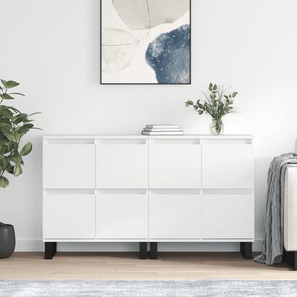 vidaXL Sideboard Set of 2 High Gloss White Engineered Wood Standard