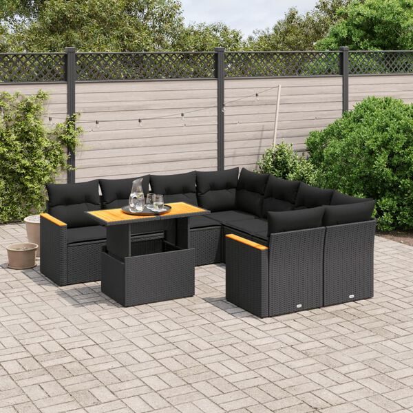 vidaXL Garden Sofa Set Black