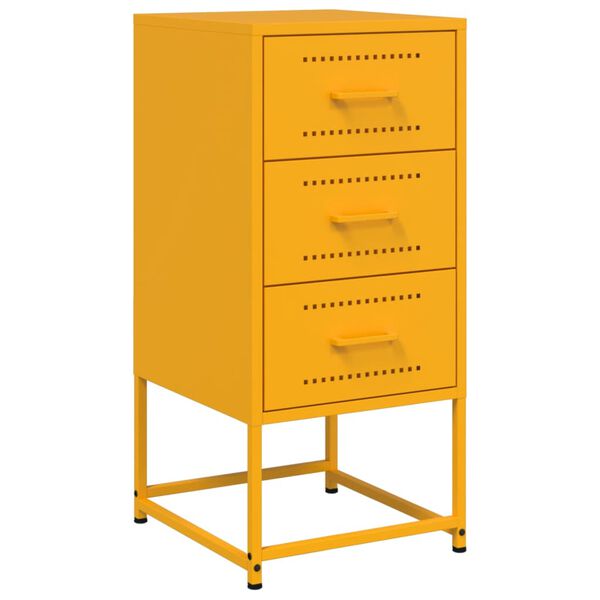 vidaXL Bedside Cabinet Mustard Yellow Steel Medium Bedside Cabinet