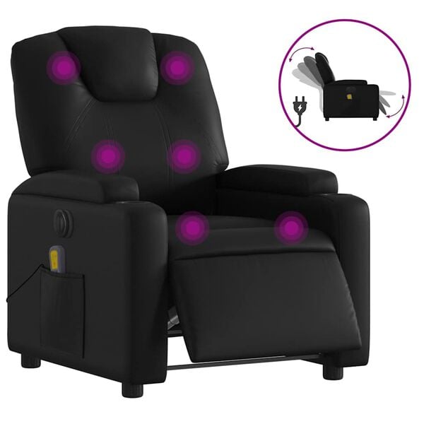 vidaXL Electric Massage Recliner Chair Black Faux leather, metal, plywood