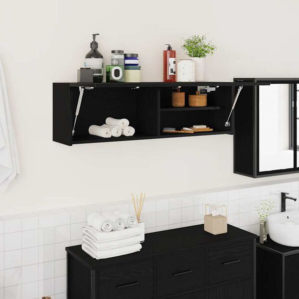vidaXL Bathroom Wall Cabinet Black Engineered Wood Bathroom Wall Cabinet