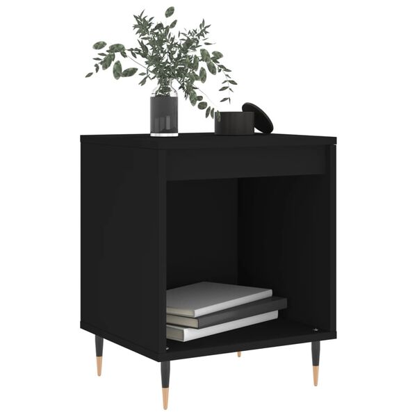 vidaXL Bedside Cabinet Set of 2 Black Engineered wood Standard