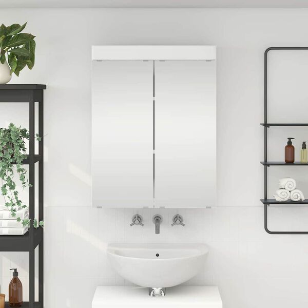 vidaXL Bathroom Mirror Cabinet TULUM White 23.62 x 6.50 x 30.71 in