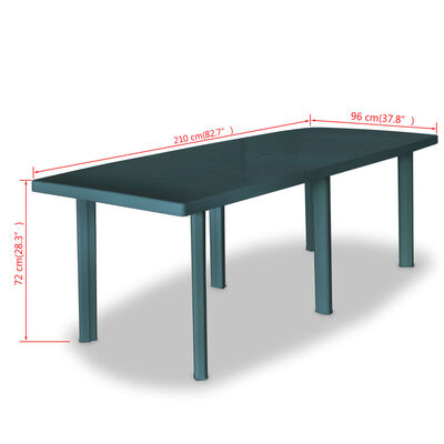 vidaXL Patio Table Green 82.7"x37.8"x28.3" Plastic