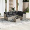 vidaXL Garden Sofa Set Light Grey PE Rattan Medium Modular