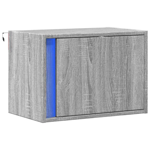 vidaXL Wall-mounted Bedside Cabinet Gray Sonoma Engineered wood Compact