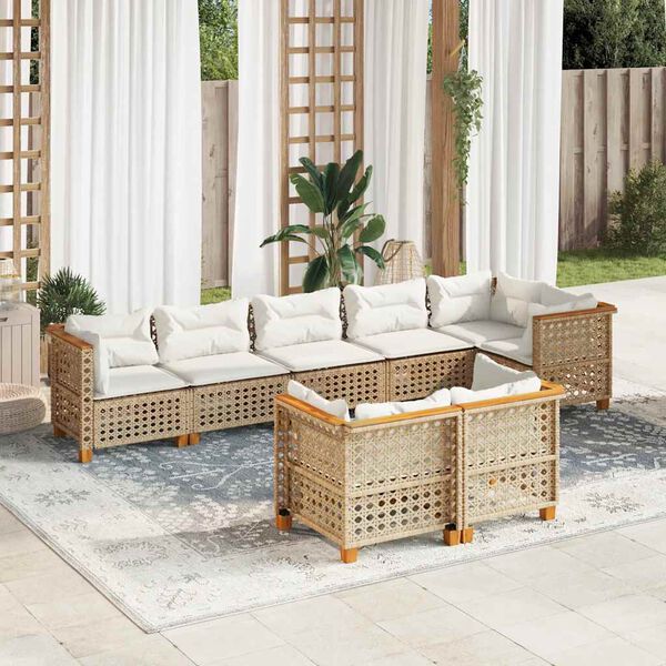 vidaXL Garden Sofa Set Beige PE rattan Large Modular Garden Sofa Set
