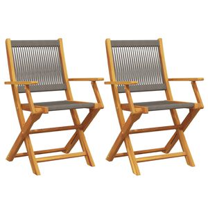 vidaXL Garden Chair Set of 2 Grey Solid Acacia Wood and Polypropylene