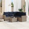 vidaXL 6 Piece Patio Sofa Set with Cushions Gray Poly Rattan