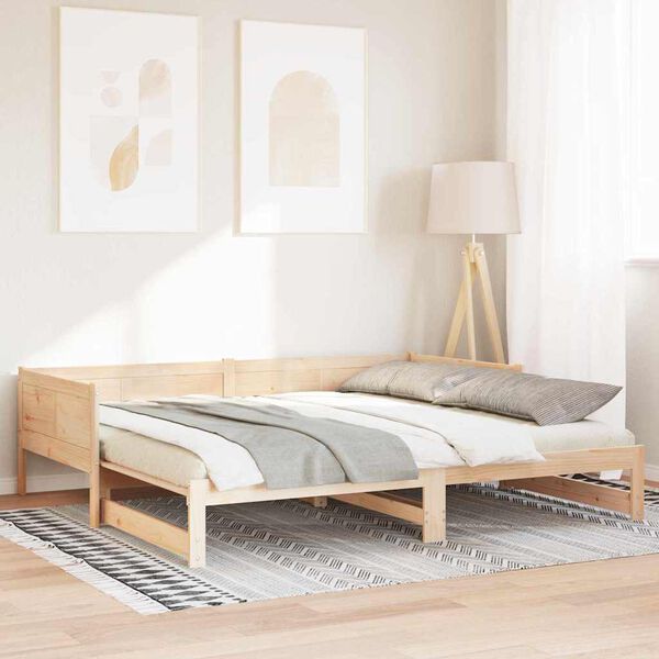 vidaXL Pull-out Day Bed Brown 80.12 x 72.44 x 22.24 in Solid Pine Wood