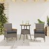 vidaXL 3 Piece Patio Dining Set with Cushions Grey Poly Rattan and Acacia