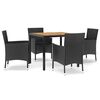 vidaXL Patio Dining Set Set of 4 Black