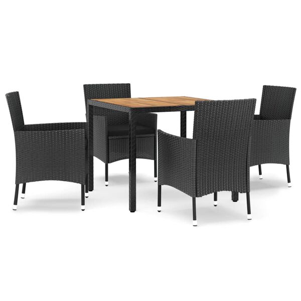 vidaXL Patio Dining Set Set of 4 Black