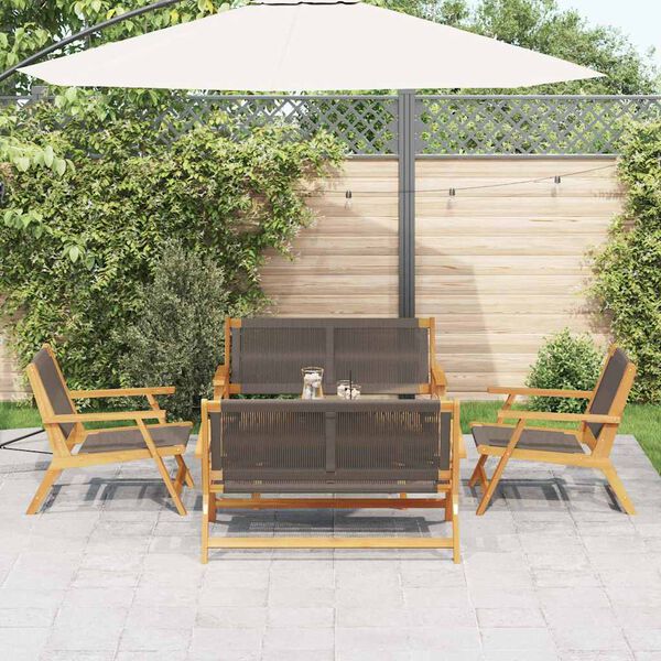 vidaXL Garden Chairs with Table 5 pcs Gray Solid Acacia wood