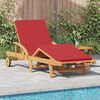 vidaXL Sun Lounger Reclining Red 200 x 67 x 84cm Solid Acacia wood