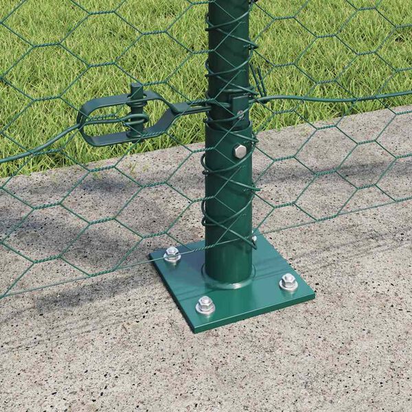 vidaXL Fence with Posts Green 1.2 x 25 m PVC-coated steel