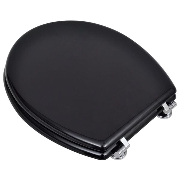 vidaXL Toilet Seats with Lids 2 pcs MDF Black (2x140802)