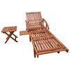 vidaXL Sun Lounger And Table Brown Solid acacia wood Standard Foldable