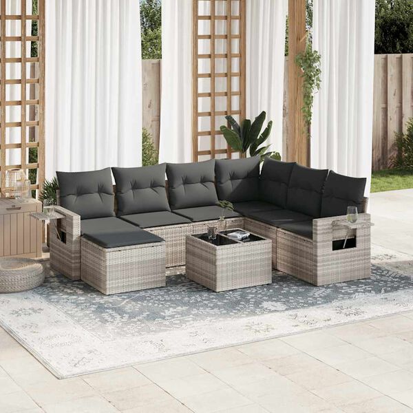 vidaXL Garden Sofa Set Light Grey