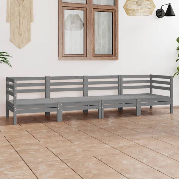 vidaXL Garden Lounge Set Grey Solid pinewood Medium Modular