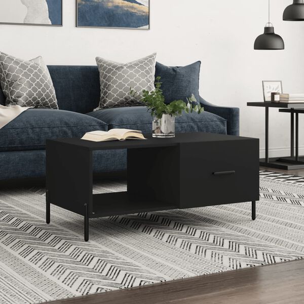 vidaXL Coffee Table Black Engineered wood and metal Medium Coffee Table