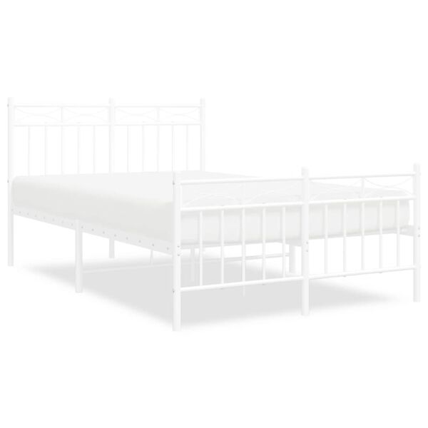 vidaXL Bed Frame White Powder-Coated Steel 47.2x78.7 in Bed Frame