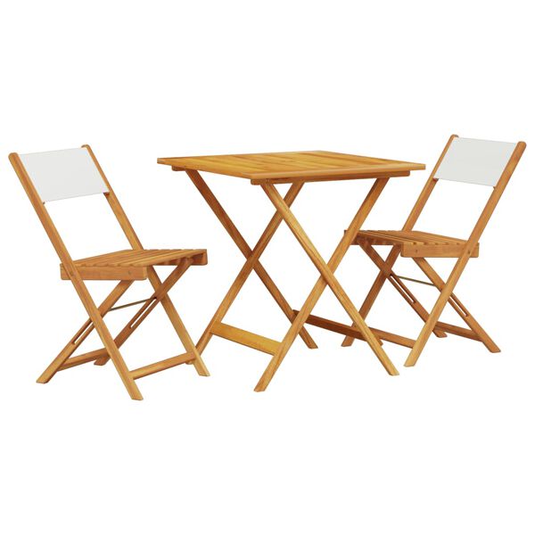 vidaXL Bistro Set Cream White Solid acacia wood, Fabric (100% polyester)