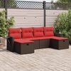 vidaXL 6 Piece Patio Sofa Set with Cushions Brown Poly Rattan