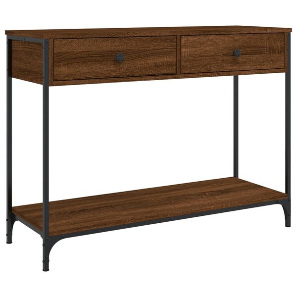 vidaXL Console Table Brown Oak Engineered Wood 39.4x13.6x29.5 in