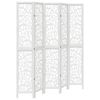 vidaXL Room Divider 5 Panels White Solid Wood Paulownia