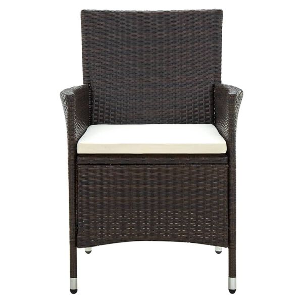 vidaXL Garden Chair Set of 2 Brown Poly Rattan Standard Durable