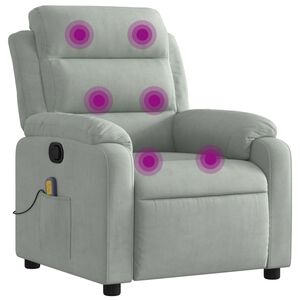 vidaXL Massage Recliner Chair Light Grey Velvet, Foam, Metal, Plywood