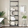 vidaXL Bookcase Black Engineered Wood, Metal 23.6 x 11.8 x 74.0 in