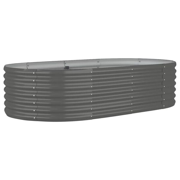 vidaXL Garden Raised Bed Grey Powder-coated steel Large Durable
