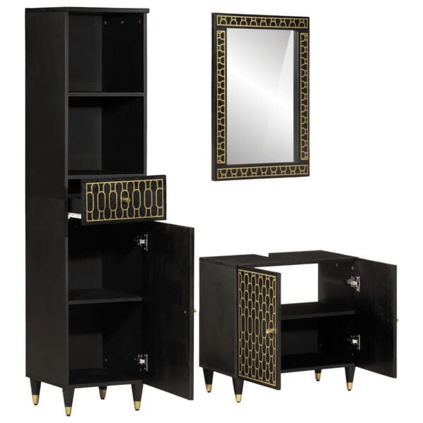 vidaXL 3 Piece Bathroom Furniture Set Solid Wood Mango