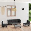 vidaXL Garden Lounge Set Grey Solid Pine Wood, Fabric (100% polyester)