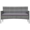 vidaXL Sofa Grey PE rattan, steel, polyester fabric 3-seater