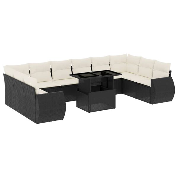 vidaXL Garden Sofa Set Black, Cream White