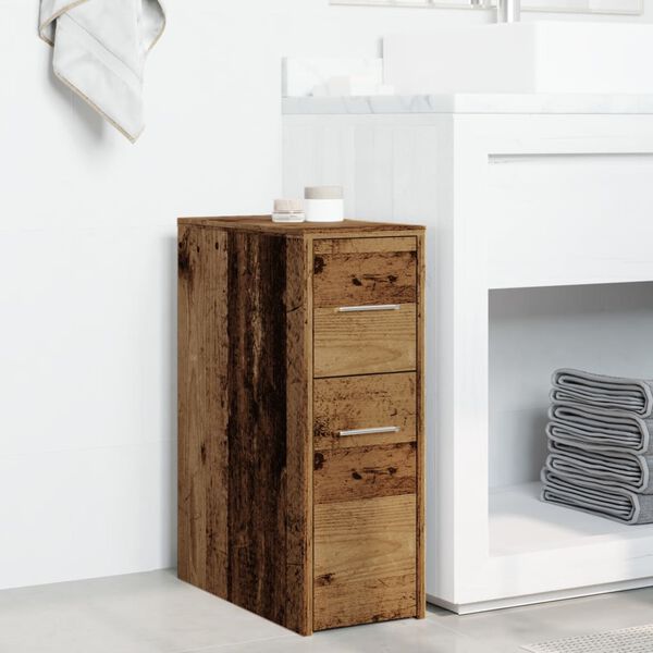 vidaXL Narrow Bathroom Cupboard Old wood Engineered wood Slim