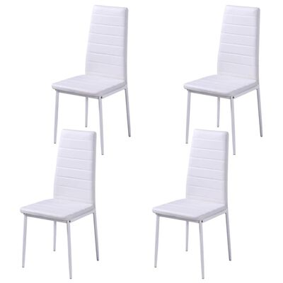 Dining Set 4 White Chairs + 1 Table Contemporary Design
