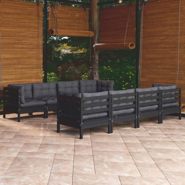 vidaXL Garden Lounge Set Black, Anthracite