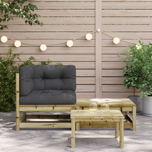 vidaXL Patio Sofa Corner with Cushions and Footstool